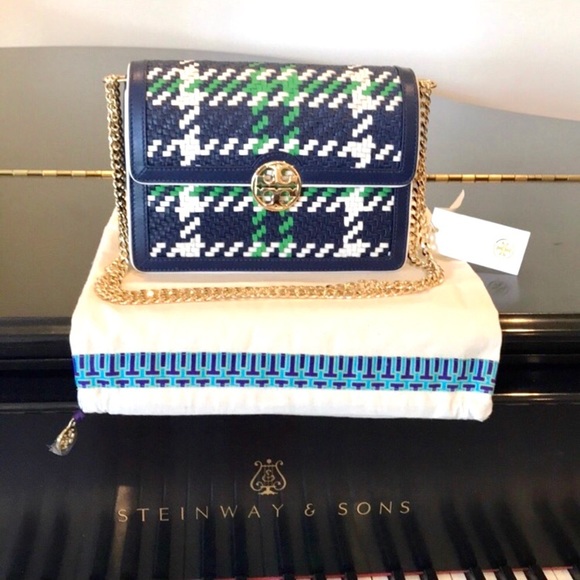 NWT Rare Luxury Authentic Tory Burch Duet Chain Woven Convertible Shoulder Bag - Picture 7 of 17